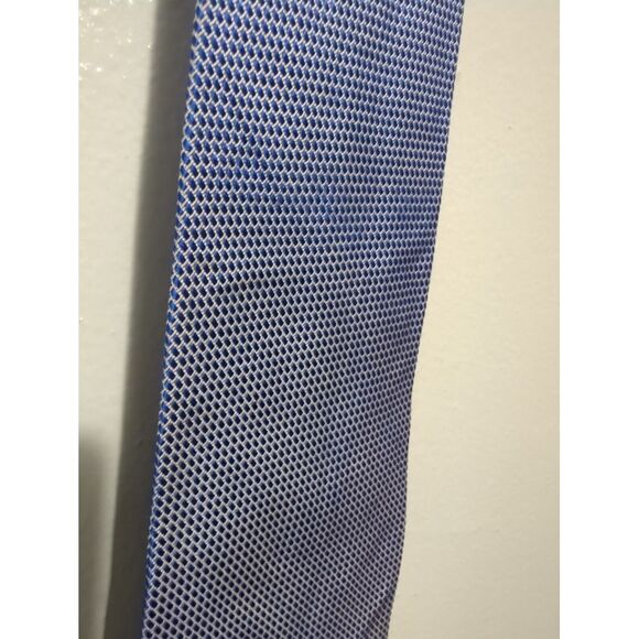 Hickey Freeman Mens Tie Blue Geometric Block Pattern - Picture 2 of 8